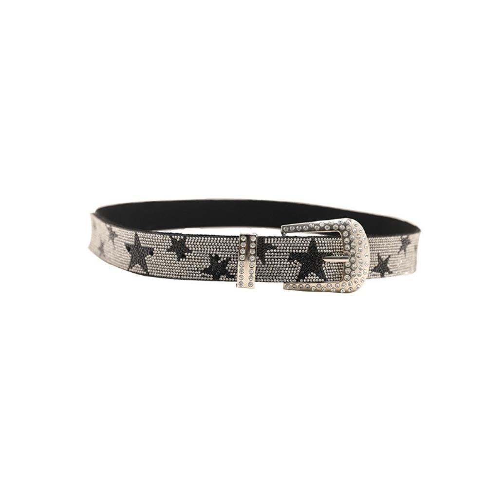 Vintage Five-Pointed Star Belt Y2K Jeans Decor Adjustable Shiny Star Waistband  Dress Decoration