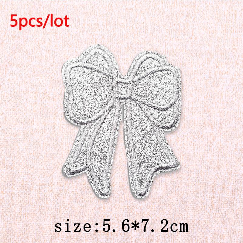 5Pcs/Lot Glitter Butterfly Bow Iron on Patches - Embroidered Patches on Clothes Bags Hats Jackets Decor