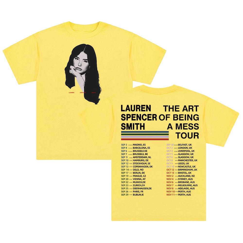 GF Lauren Spencer Smith The Art Of Being A Mess Tour TShirt Crewneck Short Sleeve Cotton Tee for Men Women Streetwear Tops