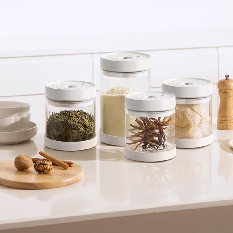 Airtights Coffee Canister Plastic Coffee Storage Container Kitchen Supplies Automatic Vacuum Coffee Canister for Food
