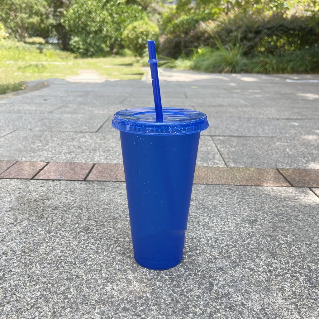 10PC 24OZ Glitter Straw Cups Large Capacity PP Single Layer Plastic Cups 710ml Glitter Cups Drink Party Cups Takeaway Drinks