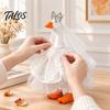 Soft Lace Goose Costume 7 Inch Mini Wedding Outfit, Tulle Bridal Dress with Crown, Crown for Ornament Veil & Pearl Bracelet, Cute Figurine Tabletop