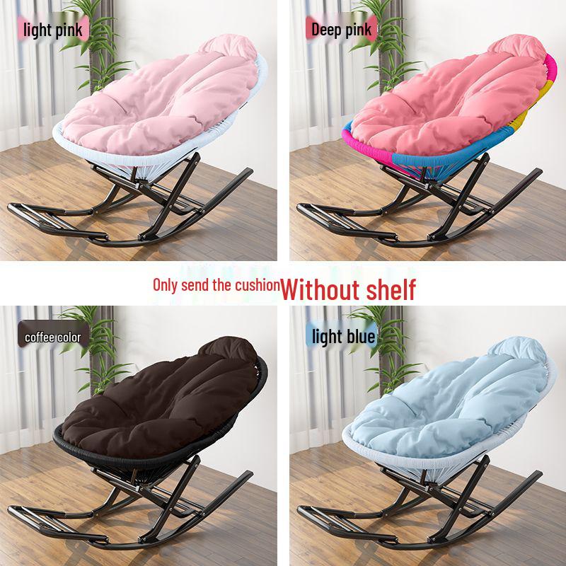 

Nordic Rattan Woven Rocking Chair - Colorful Recliner for Balcony or Leisure Use