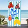 Blue White Stripe Italian Fruit Scooter Print Beach Towel,sand-block for Seaside Trips,pool Rest,coastal Picnic Resort Leisure