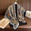 European Style Scarf Retro Printed Silk Scarf 91x91cm Large Square Scarf Headscarf Travel Sunscreen Shawl Versatile Woman