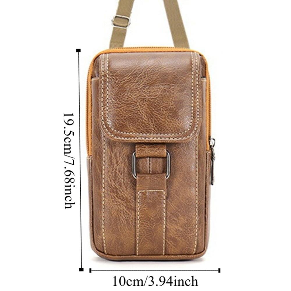 With Strap Mobile Phone Pouch Double Layers Phone Belt Hanging Pouch Phone Belt Clip Bag  Men