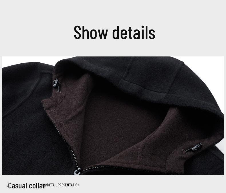 Men's Reversible Wool Hooded Jacket - Autumn/Winter Casual Loose Baseball Style Coat