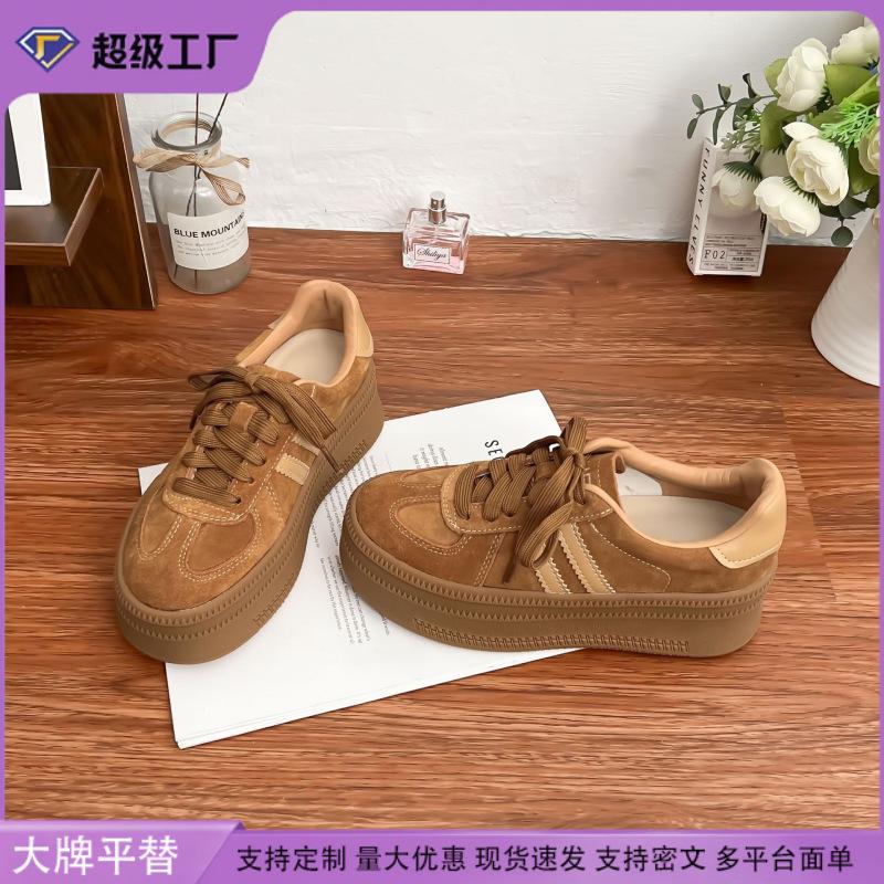 Grape mother spring new retro moral training shoes women's small thick-soled heightening sports shoes versatile flat baseplate shoes