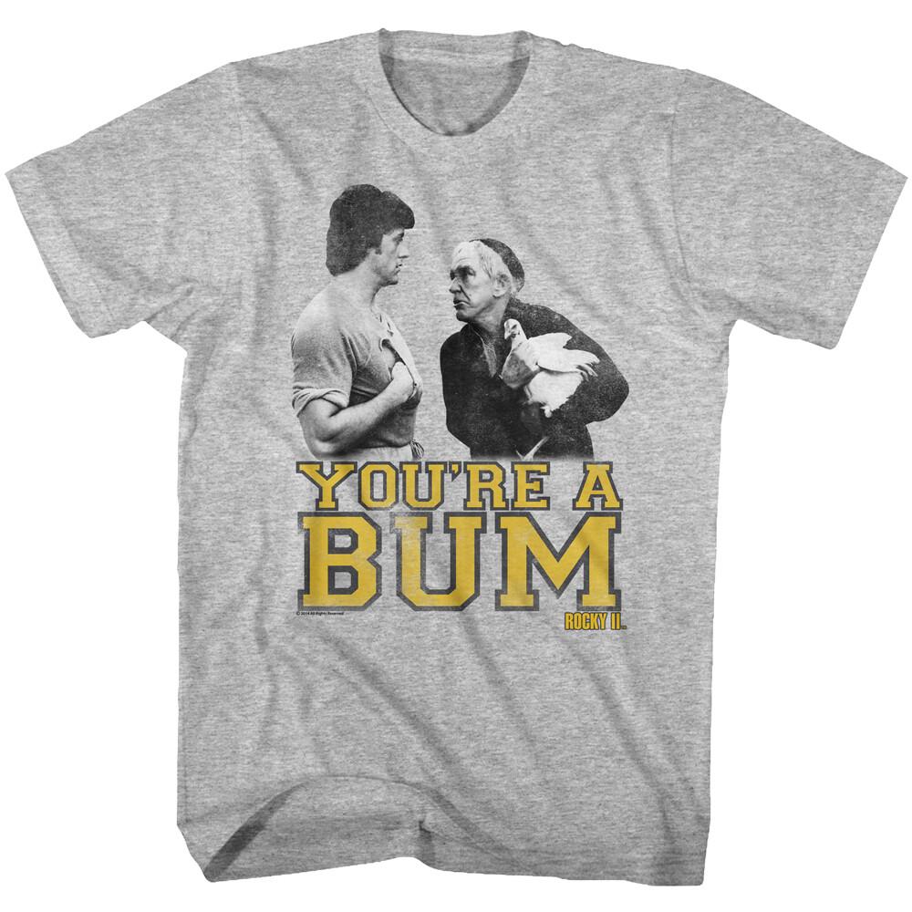 Rocky Movie Mick Holding Chicken Telling Rocky You re A BUM Men s T Shirt XXXXL