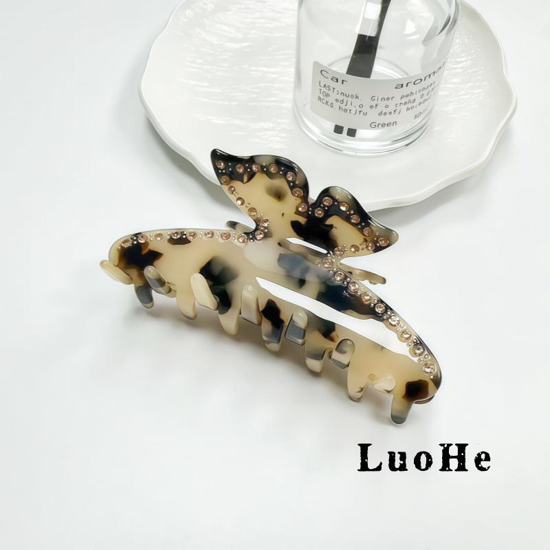 Luohe French Retro Tortoiseshell Acetate Shark Hair Clip for Women