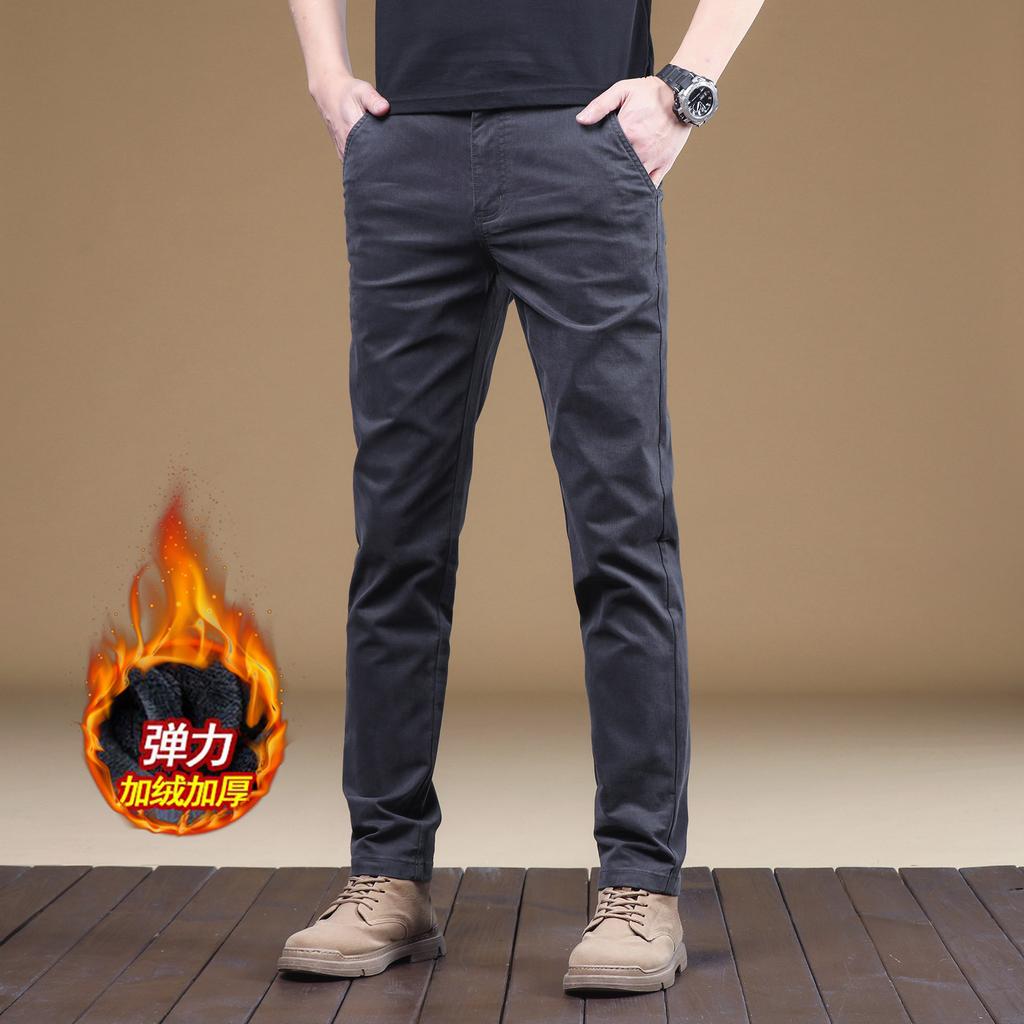2024 Spring And Autumn Casual Men'S Spring And Autumn Plush/Regular Slimming Straight Tube Trendy Brand Business Ironless Versatile Long Pants