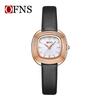 OFNS Women's Fashionable Lightweight Waterproof Quartz Watch with Small Leather Strap and Square Dial