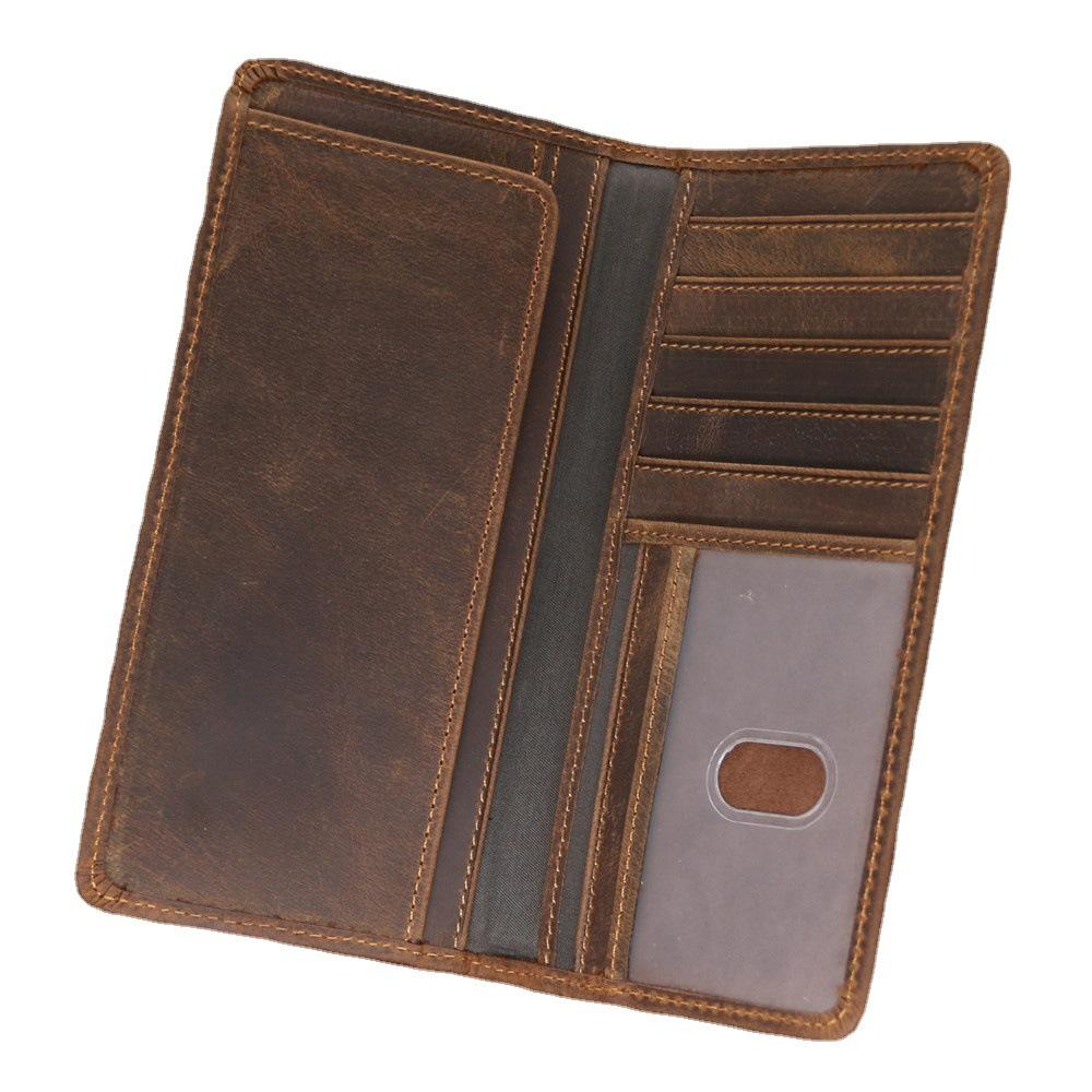Wallet Men's New Crazy Horse Leather Long Wallet Head Layer Leather Leather Retro Card Bag