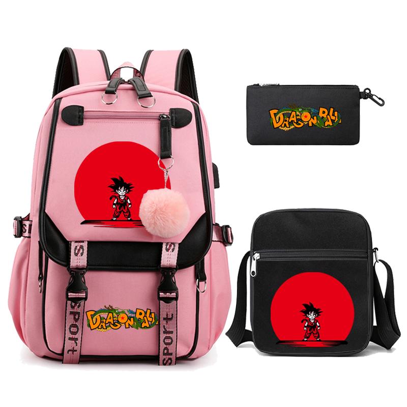 3Pcs/set Anime Dragon Ball Daily Laptop Backpack Lightweight bag for Men Women Travel Bag Student Girl Boy Back To School Unisex Bagpack Mochila