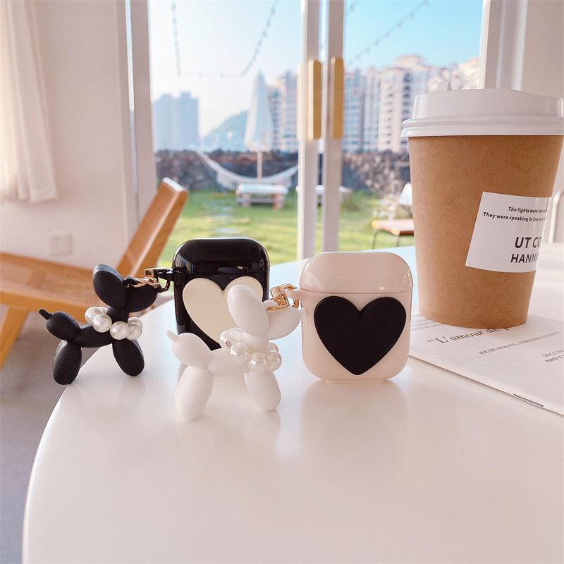 Solid Color Big Love Simple Bluetooth Headset Protective Case Airpods 1 Generation/2 Generation/3 Generation/Airpods Pro