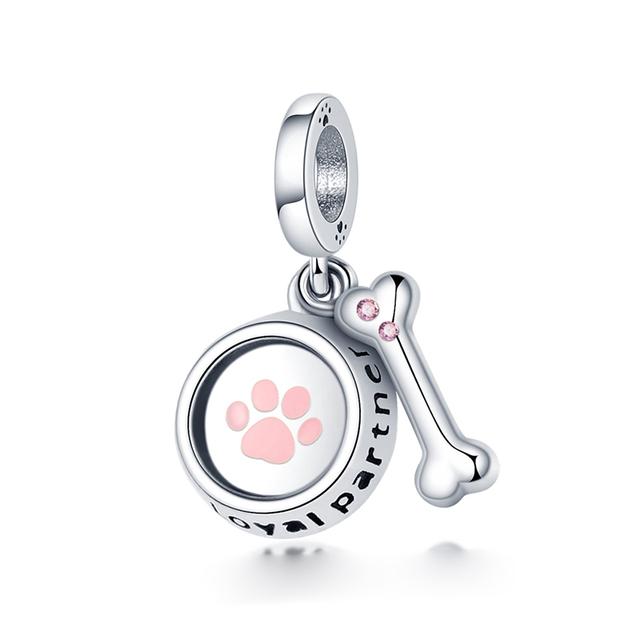 925 Sterling Silver Heart Paw Animal Clear Snowflake Sparkling Crown Pumpkin Charm Bead Fit Original Fashion Bracelet