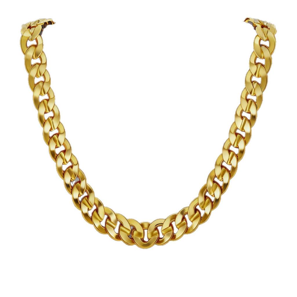 4-10MM Gold Plated Side Embossed Flat Copper Cuban Chain - Hip Hop Geometric Style