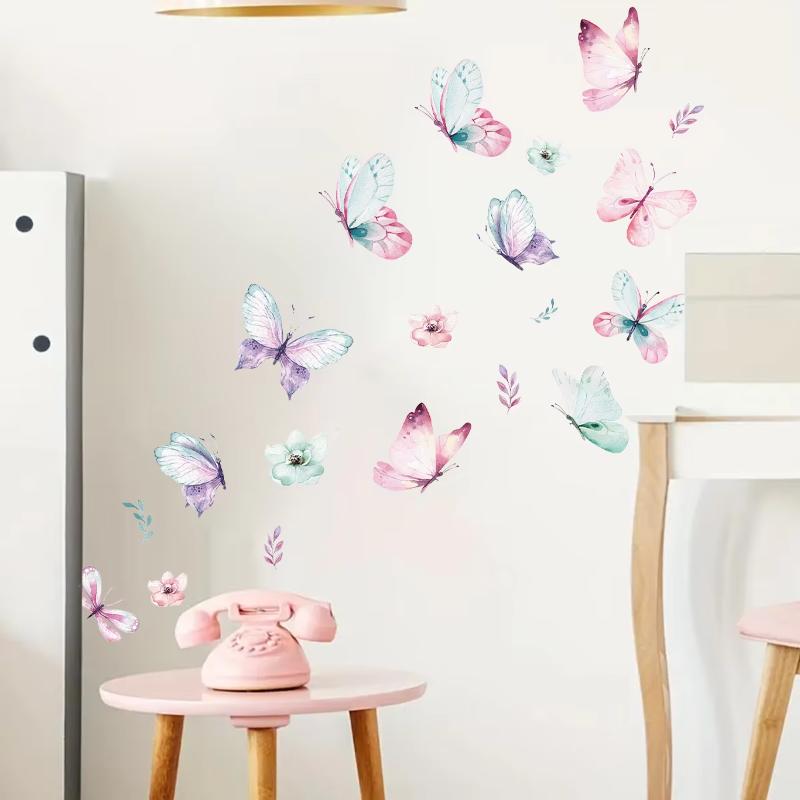 Colorful Butterflies Wall Stickers for Kids Room on Wall Decoration Children Girls Room Wall Decals Bedroom Decor for House