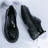 Fashion Men Derby Shoes PU Solid Color Round Head Lace Up Thick Sole Anti Slip Classic Formal Business Men Shoes
