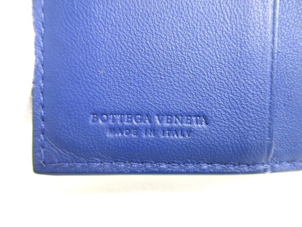 Authentic BOTTEGA VENETA Intrecciato Blue Leather Trifold Wallet Compact Wallet #a976  Pre-owned