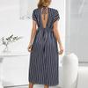 Bohemian Summer Dress V Neck Printed Short Sleeve Beach Holiday Women One Piece