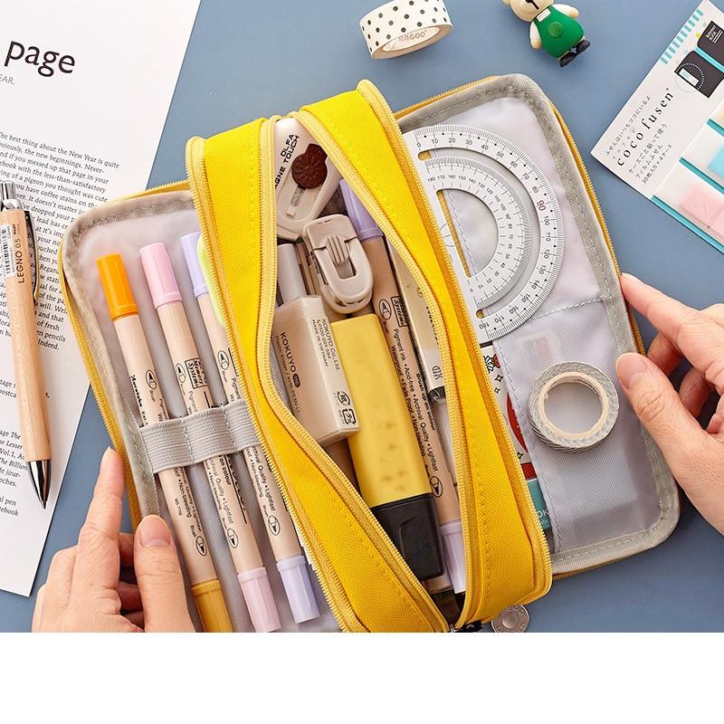 Angoo Oboustranná taška na pera Pouzdro na tužky Speciální makaronová barva Dual Canvas Kapesní Taška Úložná taška Pouzdro na psací potřeby