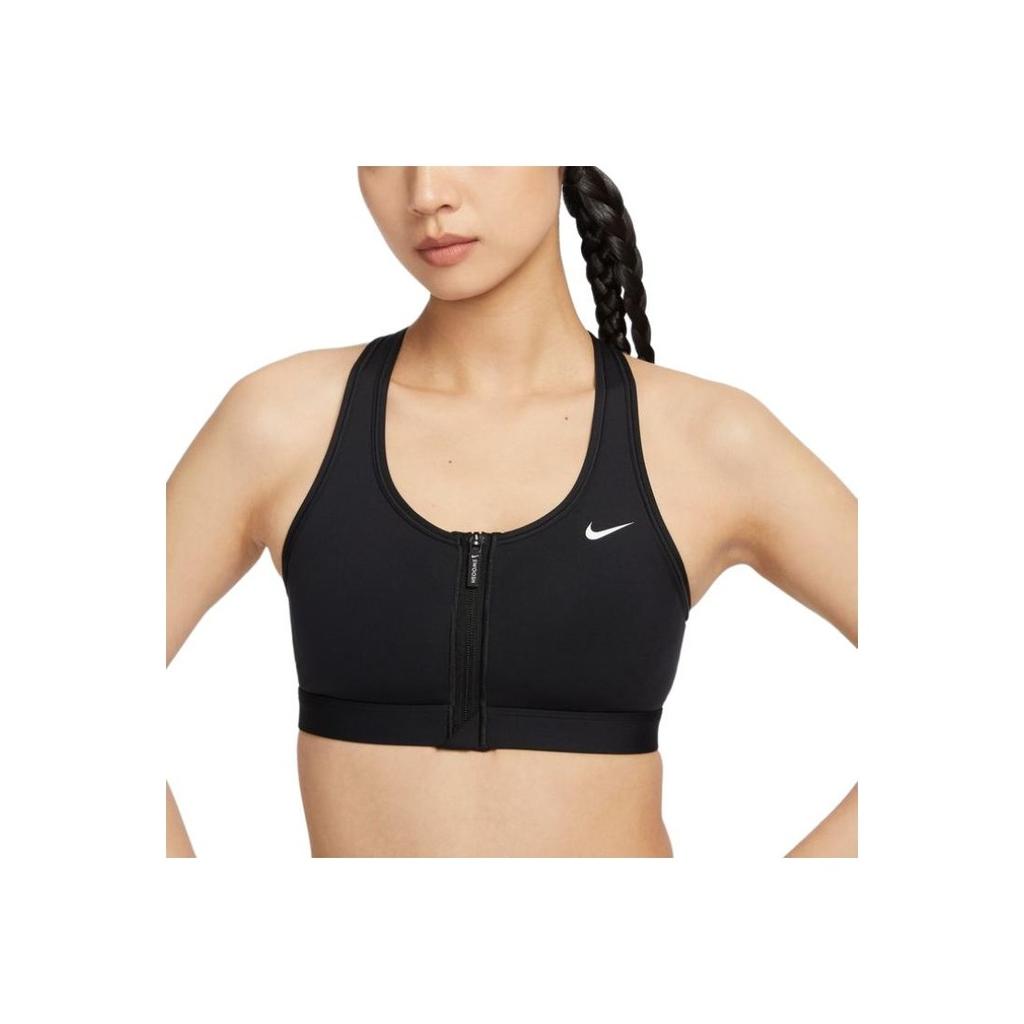Nike Swoosh Medium Support Dri-Fit Sports Bra With Front Zipper Women Sports Bra Black FN2732-010