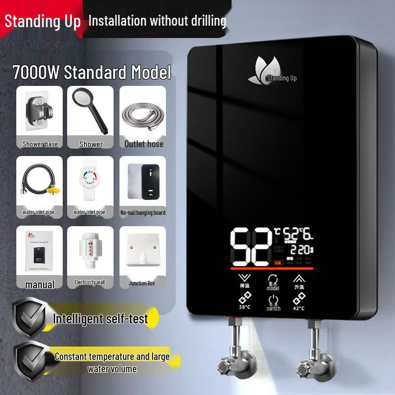 Vertical Electric Tankless Water Heater for Home, Shower, Small Bathroom, or Rural Rental Properties.