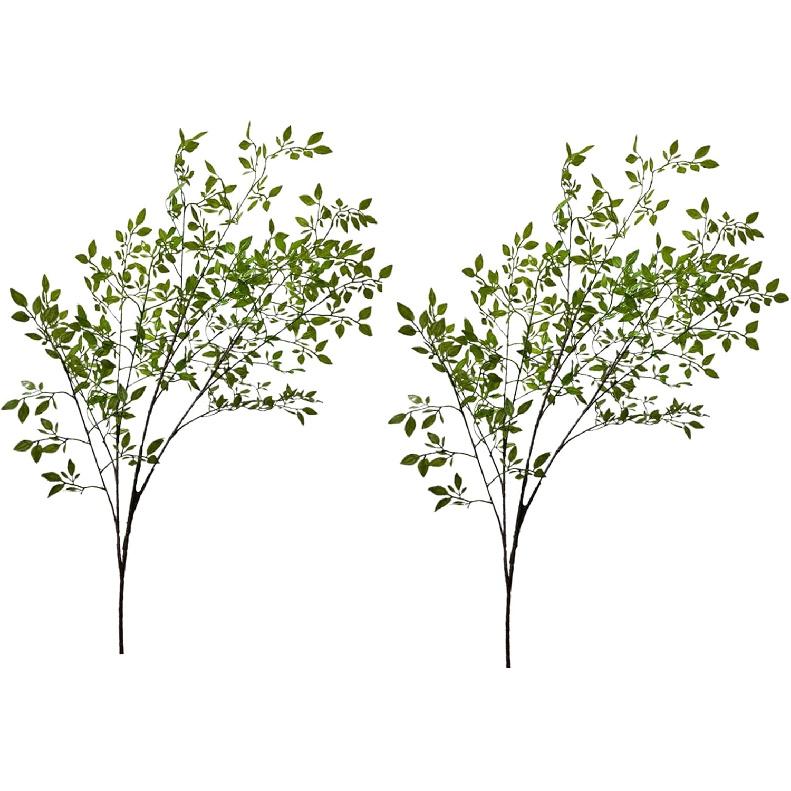 YHNJI 2Pcs Artificial Bamboo Plant Branch, 43.3in Nandina Domestica Faux Greenery Branches Fake Green Plants Stems for Home Party Office Wedding