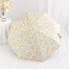 New Product, Fully Automatic Folding Umbrella, Dual-Purpose Sun and Rain Umbrella for Women, Yellow Floral Design, High Aesthetic Value, Ins-Style