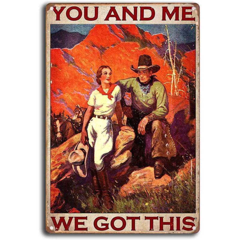 Wild West Cowboy Retro Tin Sign: Vintage American Bar & Restaurant Wall Decor