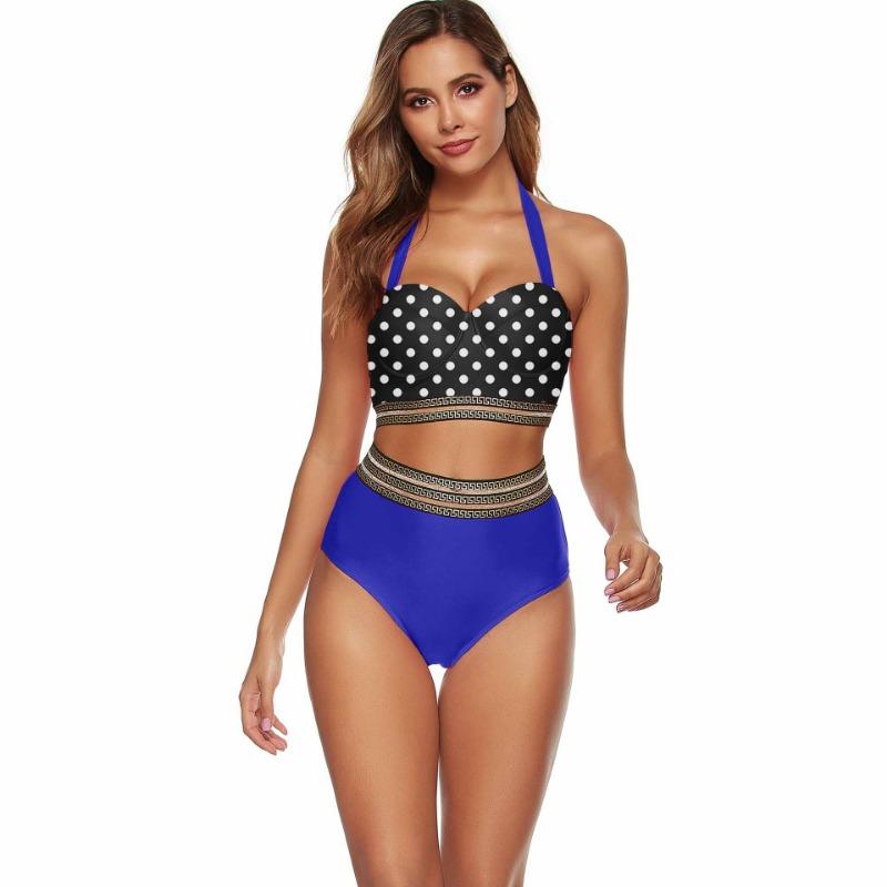 New Plus Size Bikini Polka Dot Sexy Swimsuit Split High Waist Swimsuit Fashion