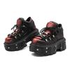 Gothic Ankle Rock Boots New Punk Style Women Shoes Lace-up Heel Height 6CM Platform Shoes Woman Metal Decor Woman Sneakers