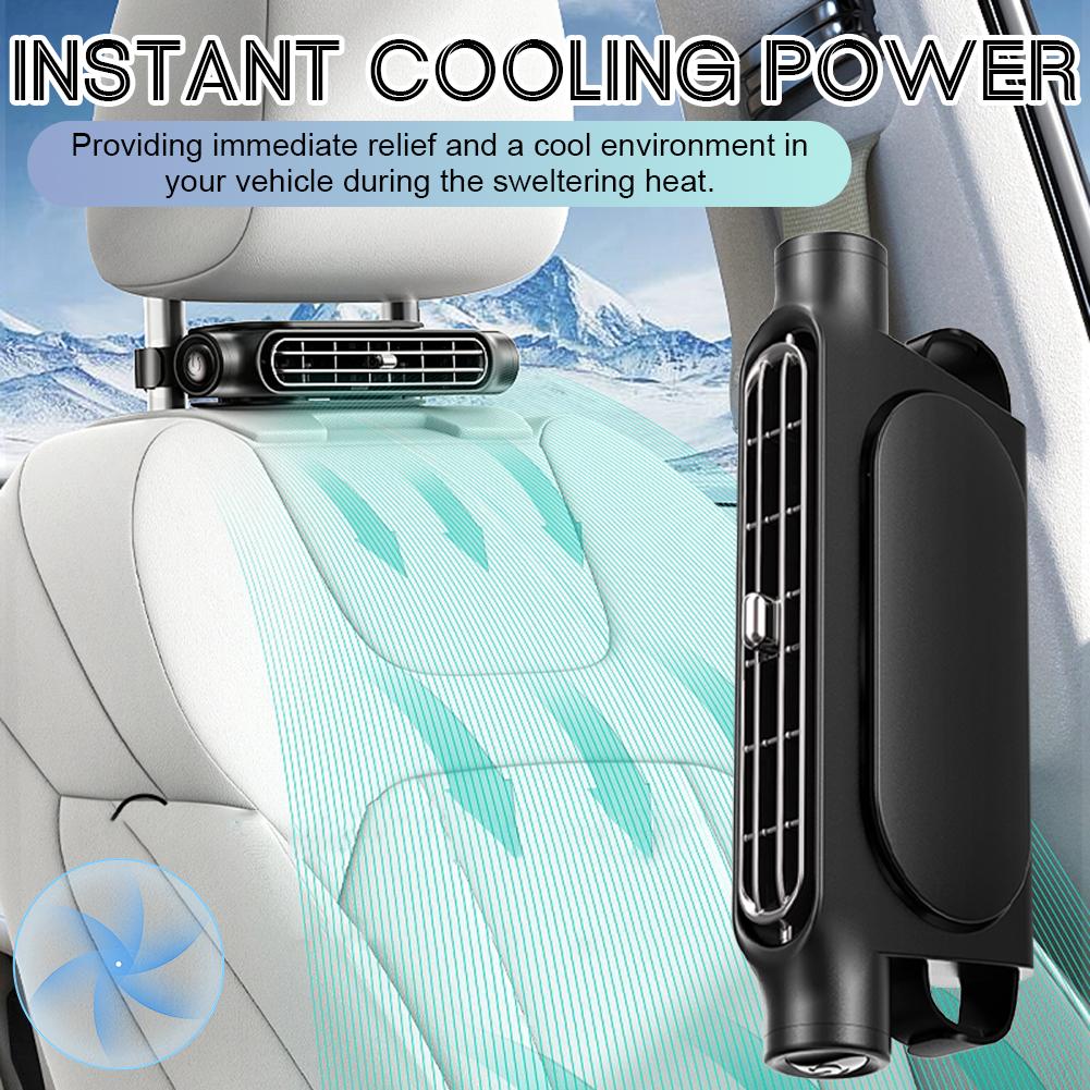 Car Headrest Cooling Air Fan 3 Speeds Adjustable Car Interior Rear Headrest Fan Cooler Air Cooling Fan Summer Car Accessories