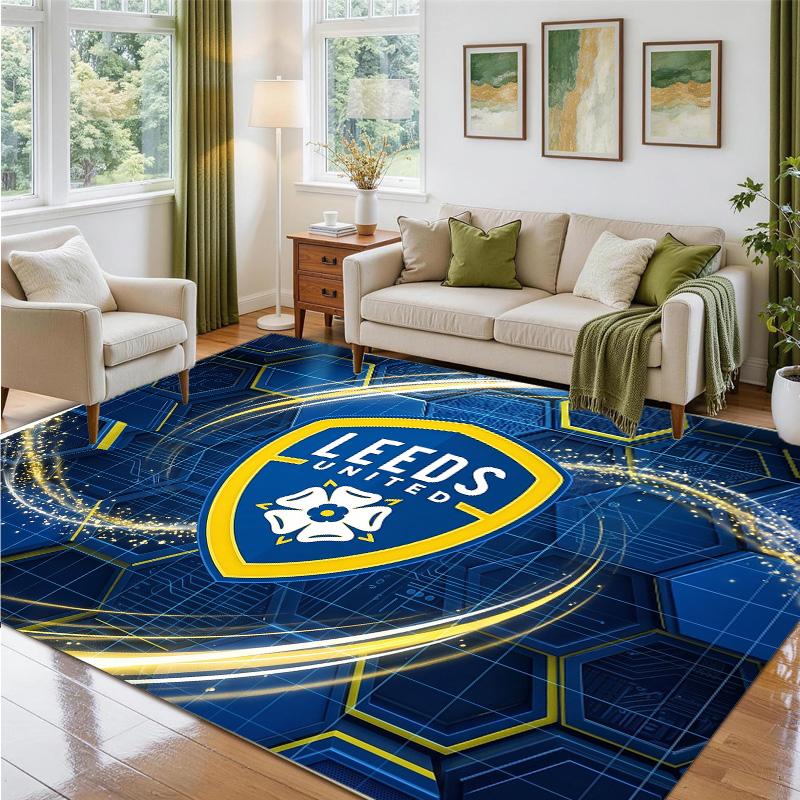 Leeds United Fußball Design Kristall Samt Teppich Weiche Dekorative Matte für Schlafzimmer Eingang