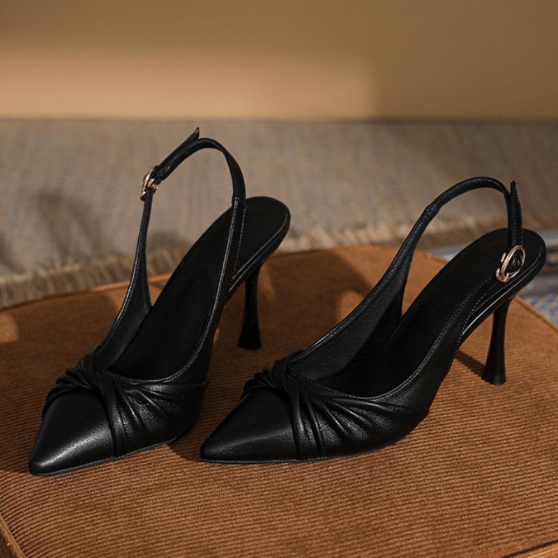 

Летние новые стильные туфли на шпильках с острым носком и высокой шпилькой на каблуках с одной пряжкой сзади пустые сандалии 33 чёрный