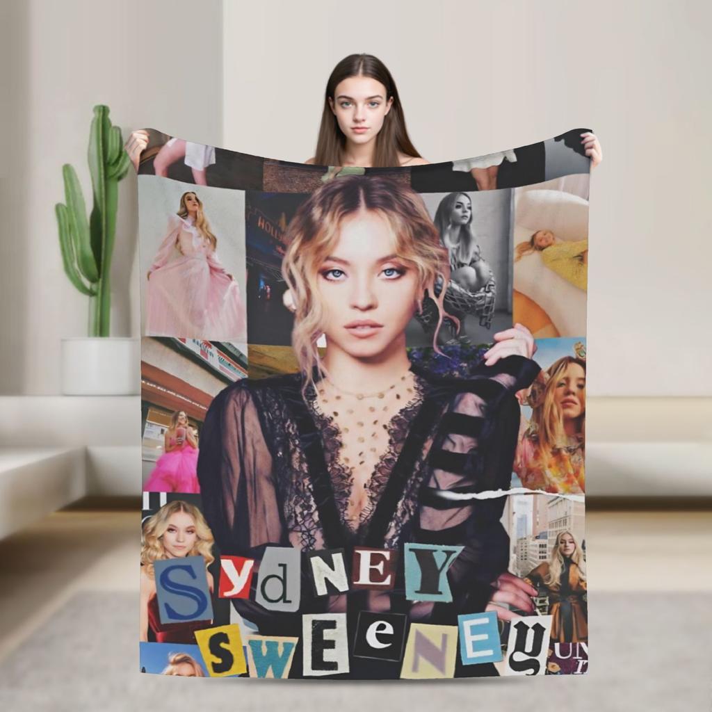 sydney sweeney Flannel Blanket  Super Soft Bedding Throws for Bedroom Picnic Novelty Bedspread Sofa Bed Cover