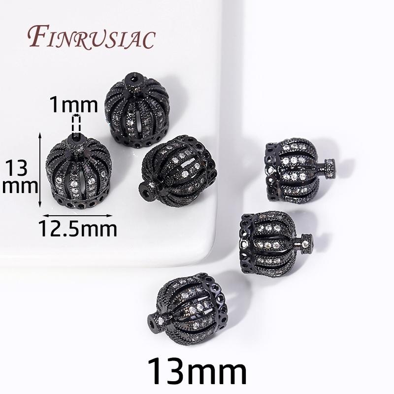 9/11/13MM 18K Gold Plated Brass with Zircon Crown Beads Caps Tassel Caps For DIY Earrings Charms Jewelry Making Components