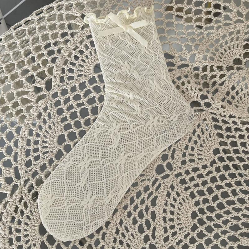 Womens Calf Socks, Sweet Girl Lace Ruffle Knee Socks Fashion Ladies Girl Princess Mesh Socks Campus Stockings