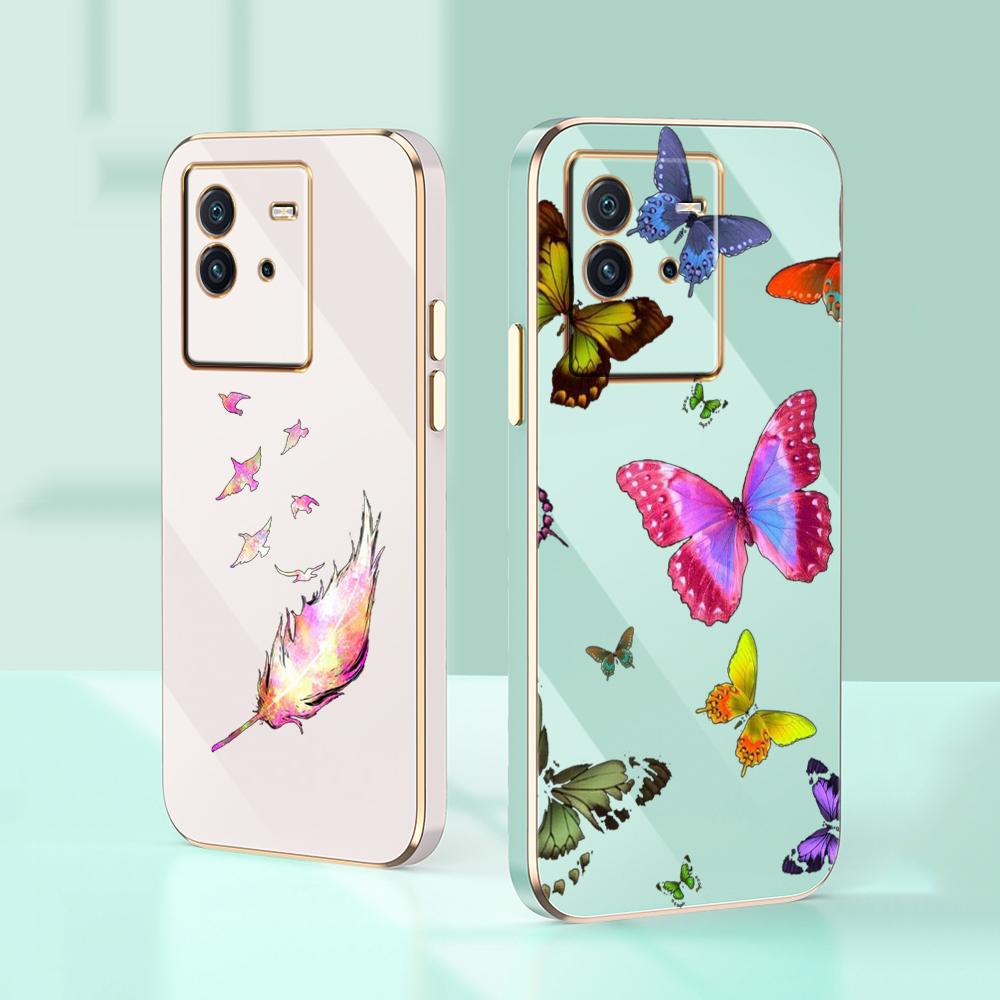 N76 Butterfly Plating Edge Soft TPU Phone Cases for Samsung A54 A13 A14 S24 Plus S23 Ultra S20 S21 FE A55 A05 A52s Shockproof Cover