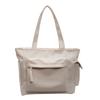 Solid Color Commuter Canvas Bag New Student Class Large Capacity Shoulder Bag Niche Trendy Tote Bag
