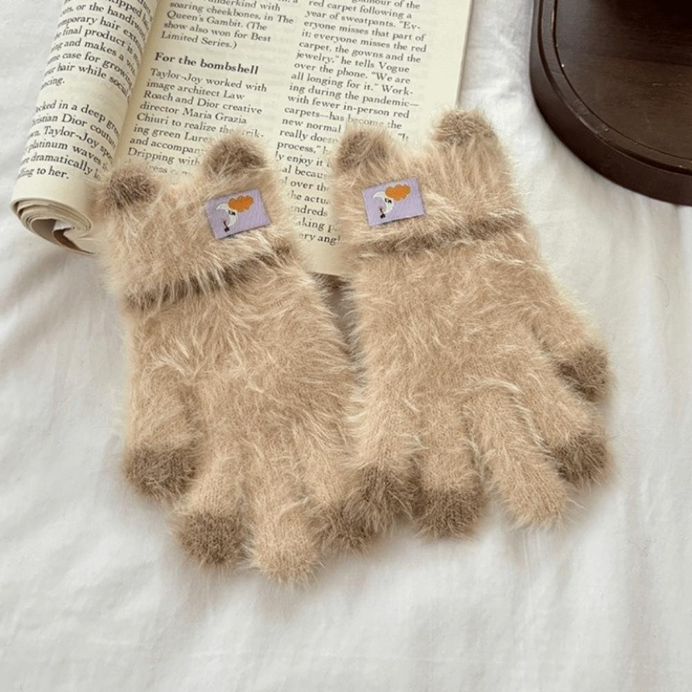 A Pair Mink-Like Toddler Gloves 3-8Years Long-Hair Material Winter Warm Gloves Thick Warm Children's Gloves Playing In Snow