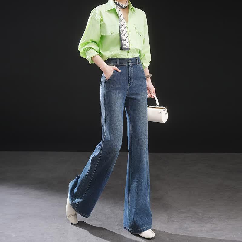 Wudao Women's High-Waist Flare Jeans