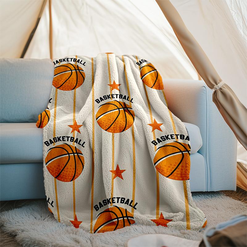Basketball Theme Printed Blanket - Perfect for Couch, Bed, Travel & Outdoor Use | Machine Washable, Cozy & Durable.