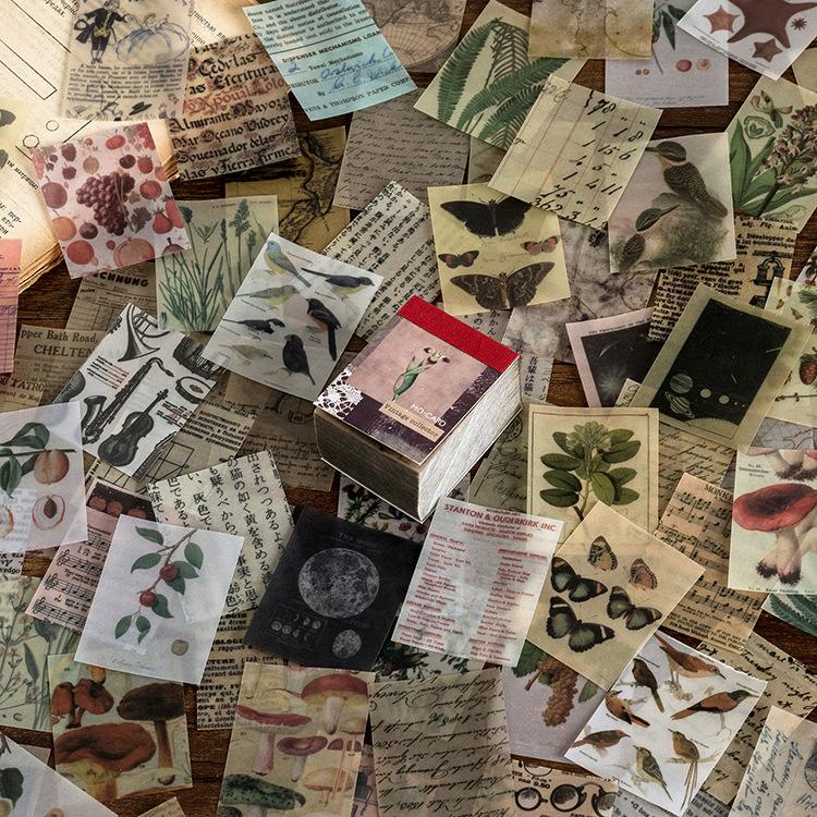 

366 pcs Vintage Illustration Non-stick material paper Planner handmade DIY Hand Account Diary Scrapbooking Background paper