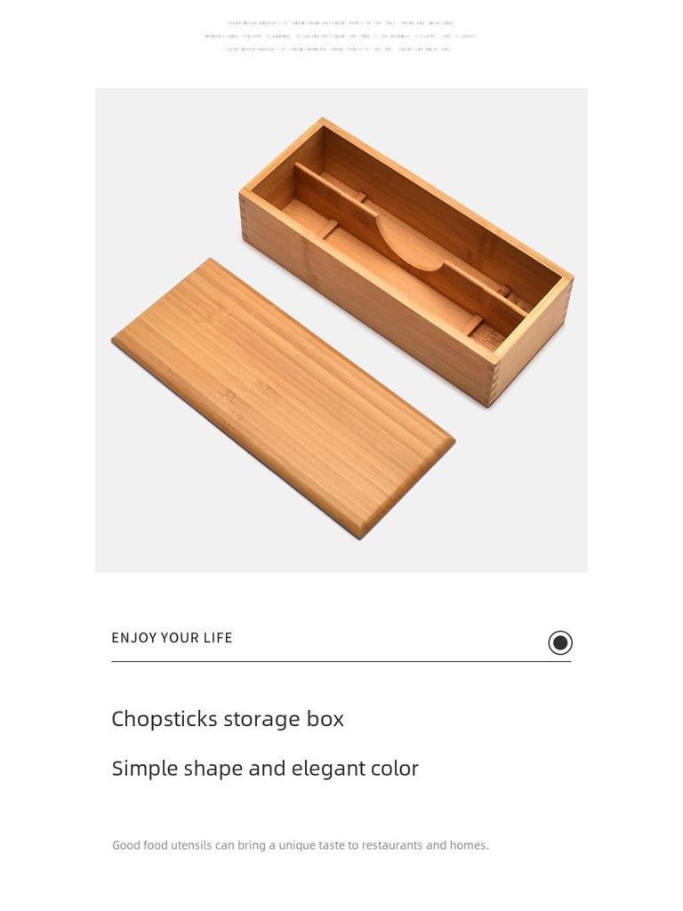 Engraved Tableware Storage Box with Cover: Japanese Chopstick, Spoon, and Fork Compartment