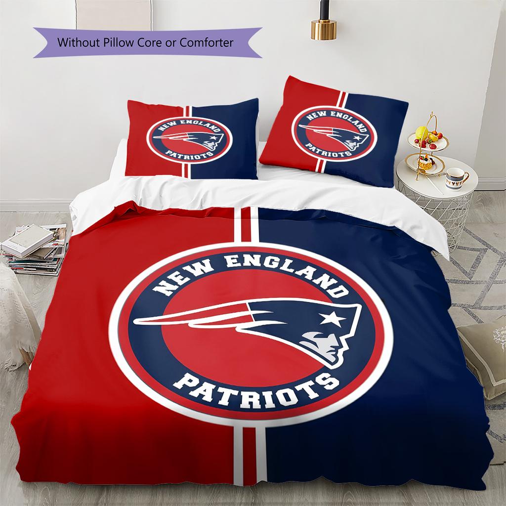 New England Patriots Pattern Bedding Quilt Set Home Decoration Gift (1 * Duvet Cover + 2 * Pillowcase Without Core)