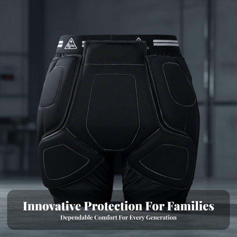 Ski Equipment Pelvic Pad & Knee Protector Set, Shock-Absorbing Pants, Unisex, Inner Wear, For Kids & Adults