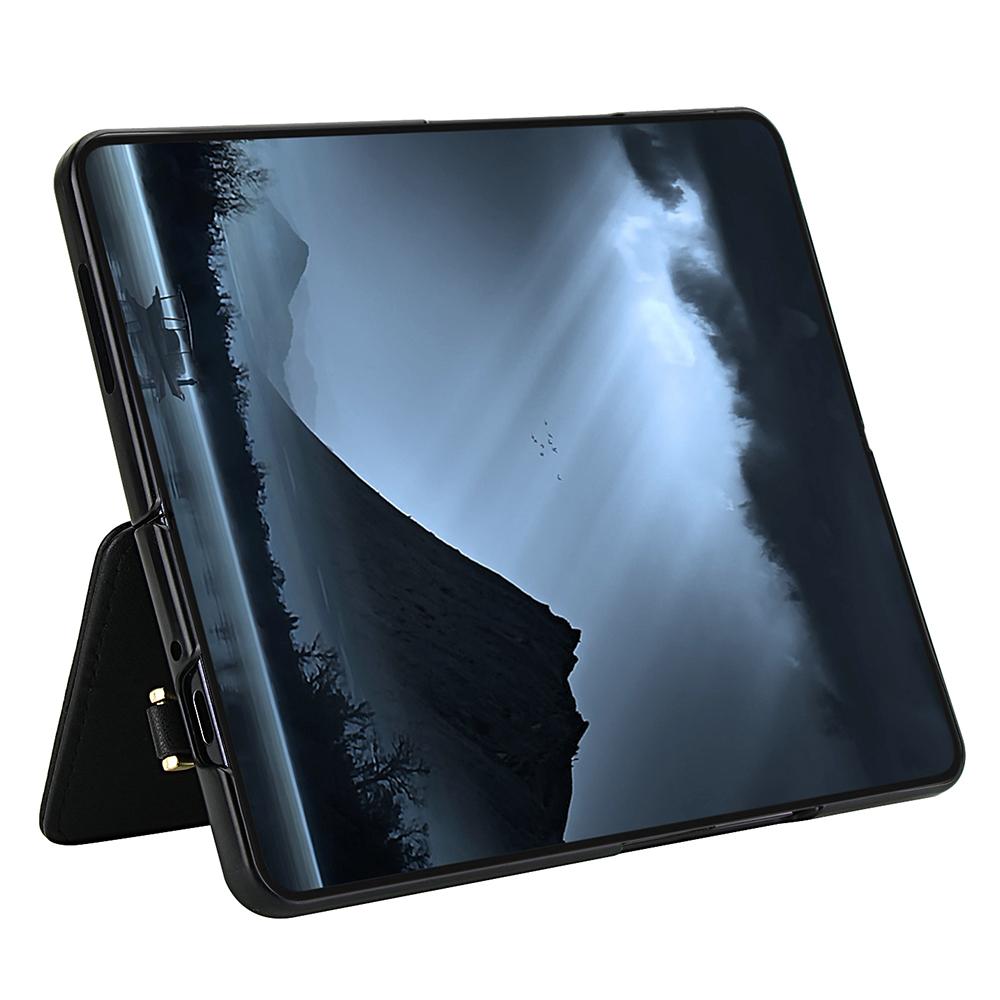 For Samsung Galaxy Z Fold5 5G Case Card Slots Leather Coated TPU Flower Phone Cover with 2 Straps