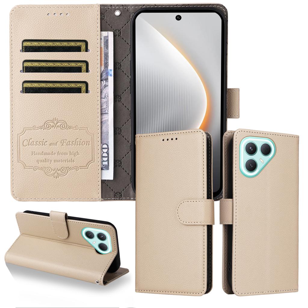 For TECNO Pova 7 Pro 5G Case RFID Blocking 3 Card Slots PU Leather Phone Cover with Wrist Strap